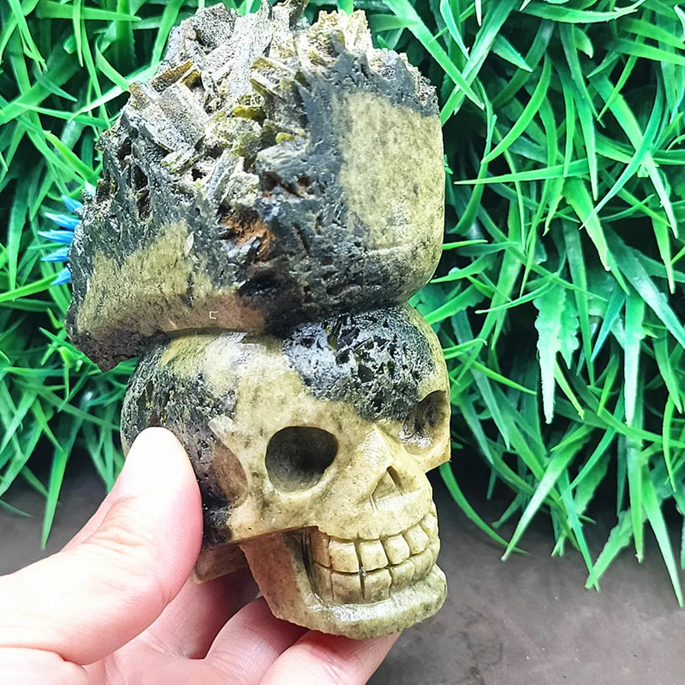 Green Crystal Cluster Skull-ToShay.org