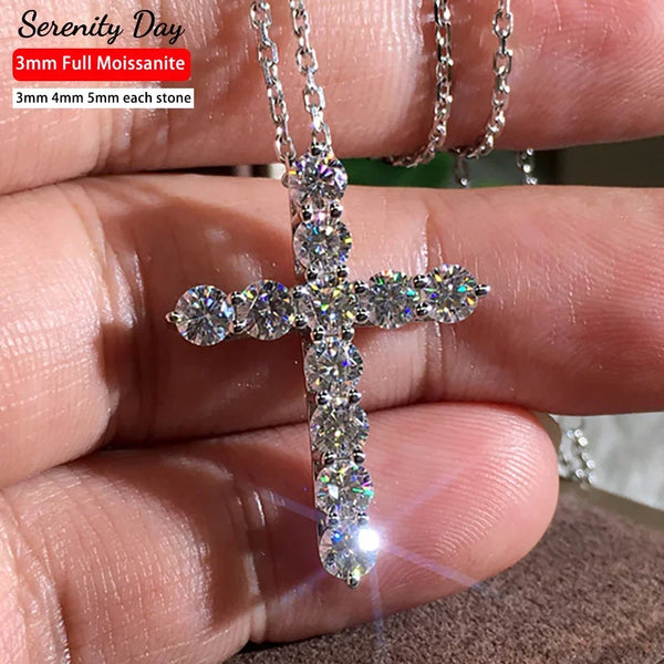 Silver Diamond Cross Necklace-ToShay.org