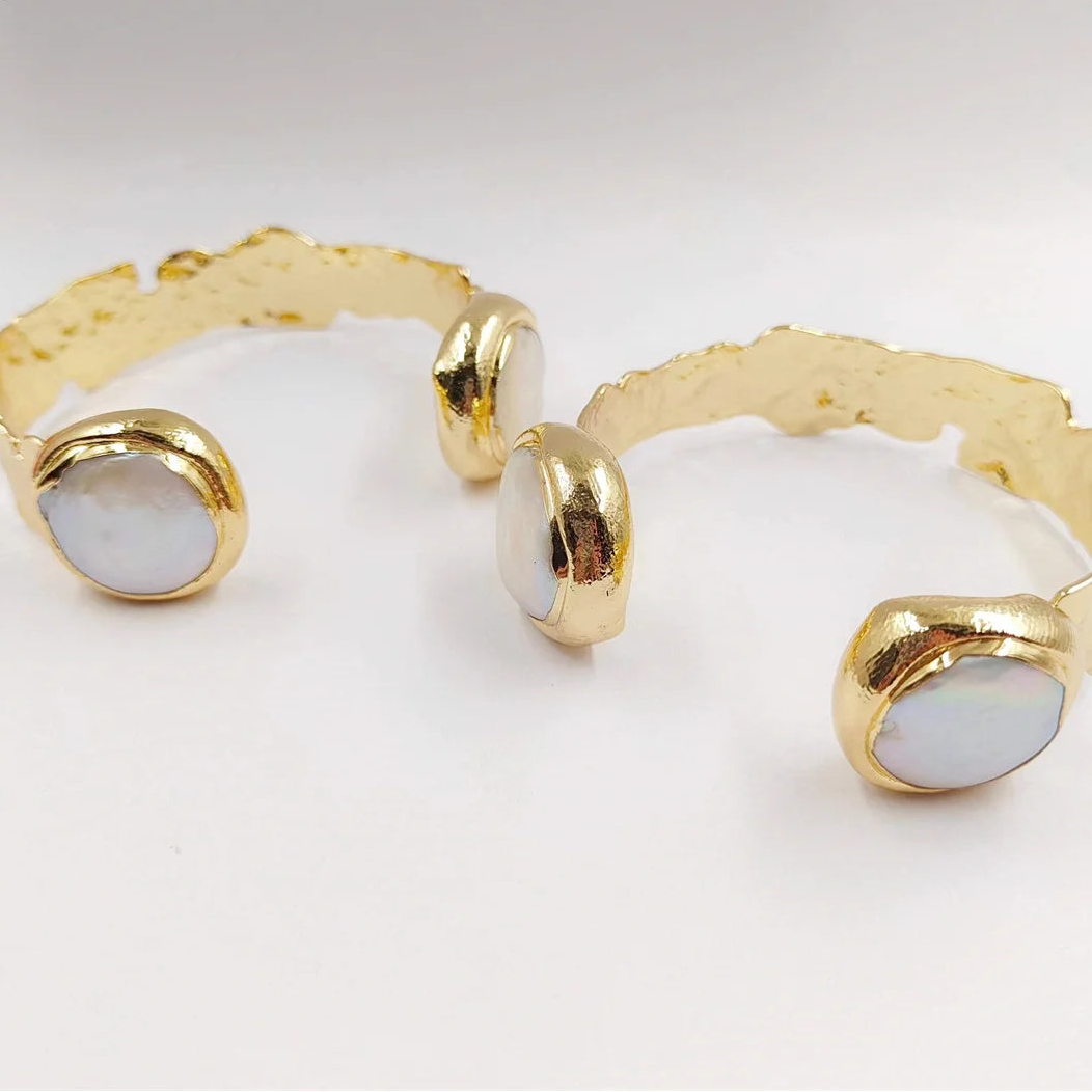 White Pearl Cuff Bangle-ToShay.org