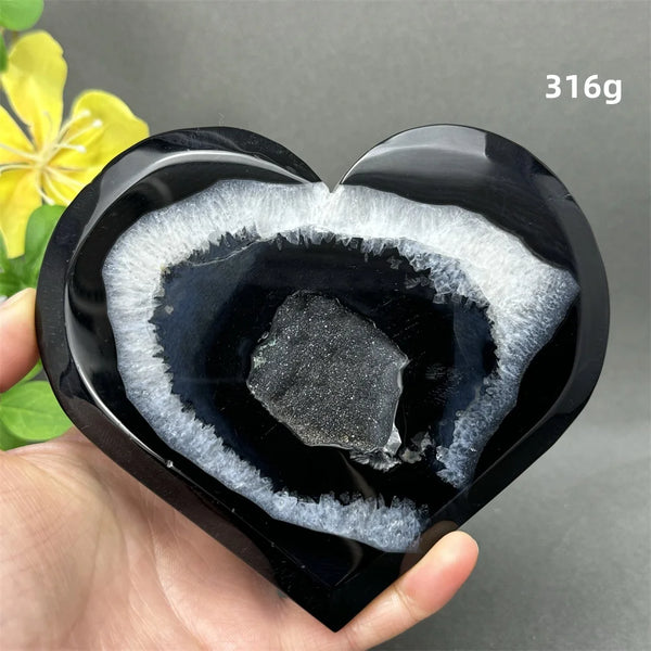Black Agate Crystal Heart-ToShay.org