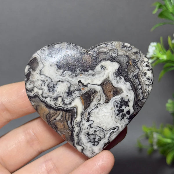 Black Yellow Stripe Calcite Heart-ToShay.org