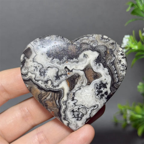 Black Yellow Stripe Calcite Heart-ToShay.org