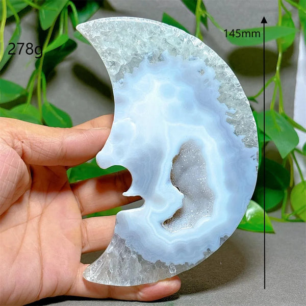 Blue Agate Druzy Moon-ToShay.org
