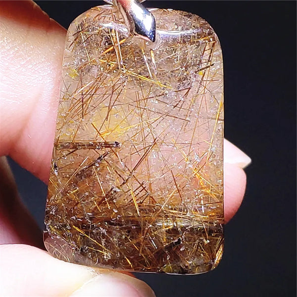 Gold Rutilated Quartz Pendant-ToShay.org
