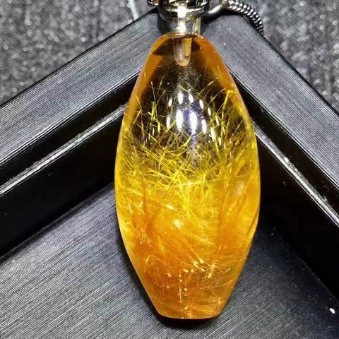 Gold Rutilated Quartz Pendant-ToShay.org