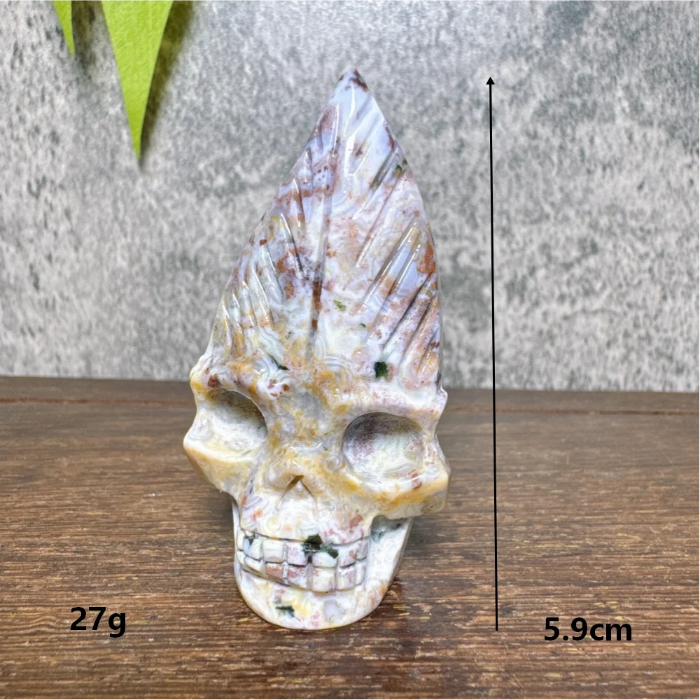 Ocean Jasper Feather Skull-ToShay.org