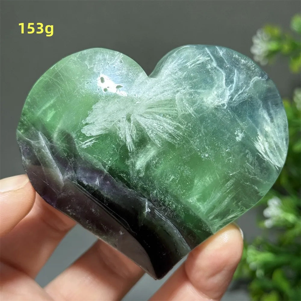 Green Feather Fluorite Heart-ToShay.org