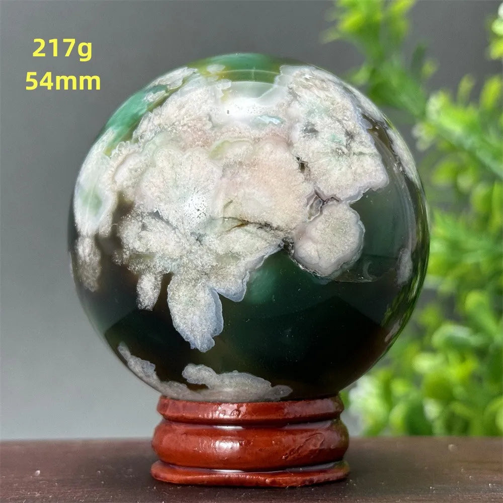 Green Cherry Blossom Agate Ball-ToShay.org