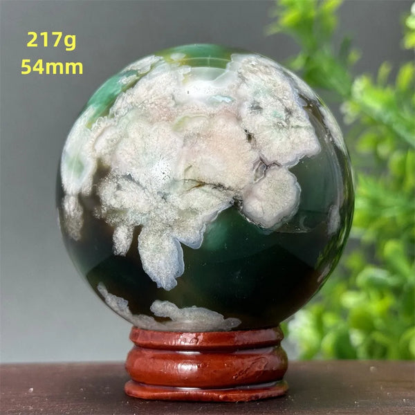 Green Cherry Blossom Agate Ball-ToShay.org