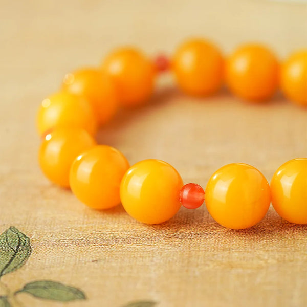 Yellow Amber Bead Bracelet-ToShay.org