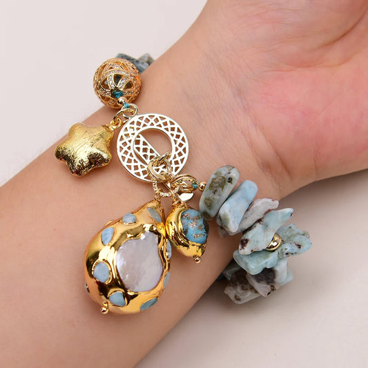 Blue Larimar Charm Bracelet-ToShay.org