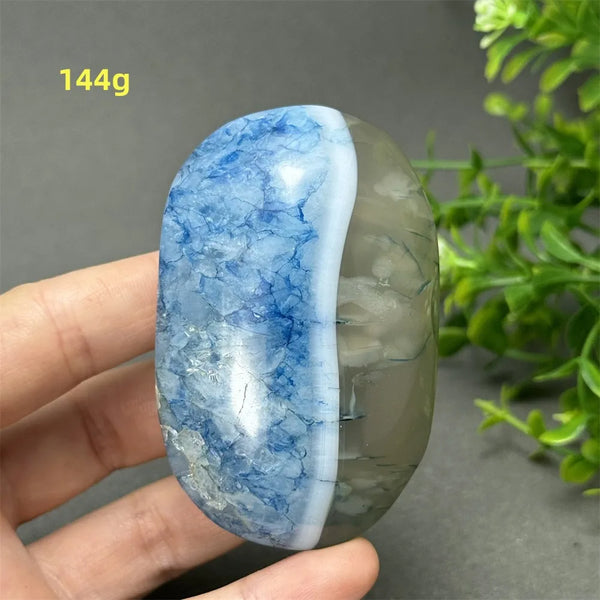 Blue Agate Palm Stone-ToShay.org