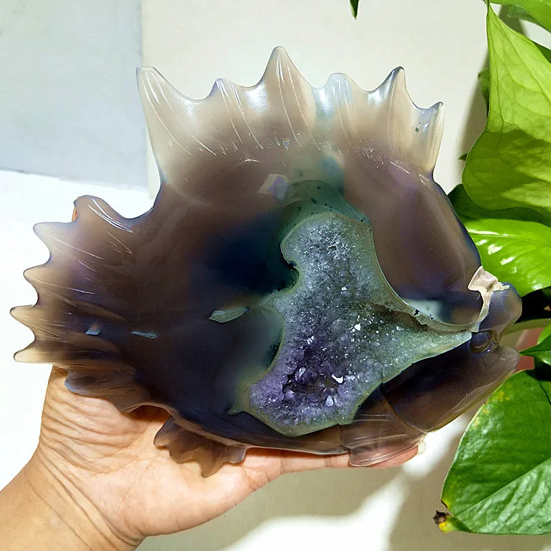 Grey Agate Druzy Fish-ToShay.org