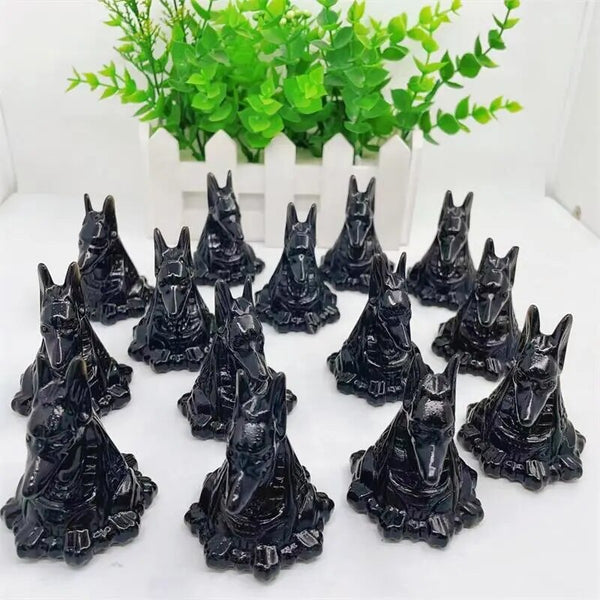 Black Obsidian Anubis Head Statue-ToShay.org