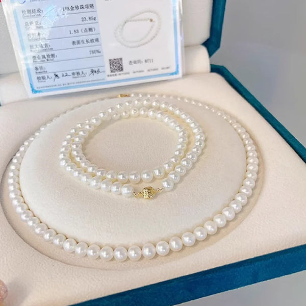 White Pearl Bead Necklace-ToShay.org