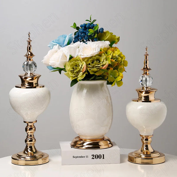 White Gold Ceramic Vase-ToShay.org