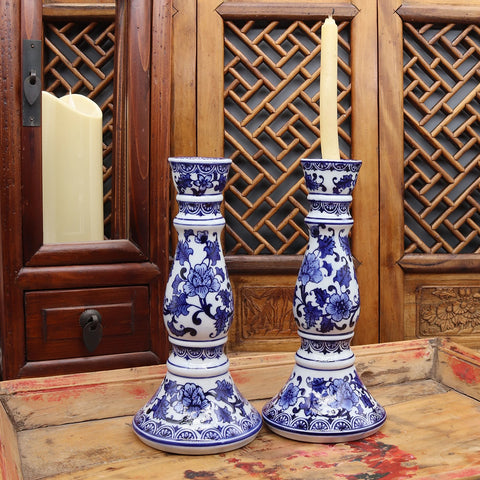 Blue and White Candle Holder-ToShay.org