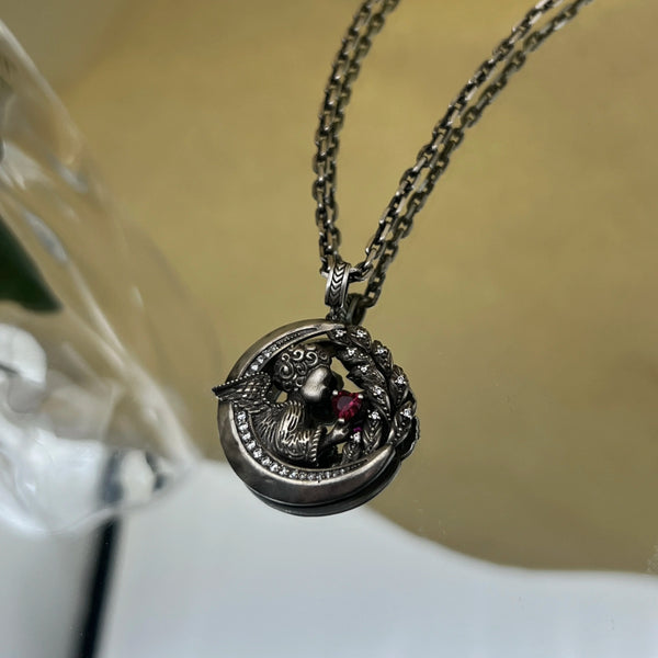 Silver Moon Angel Pendant-ToShay.org