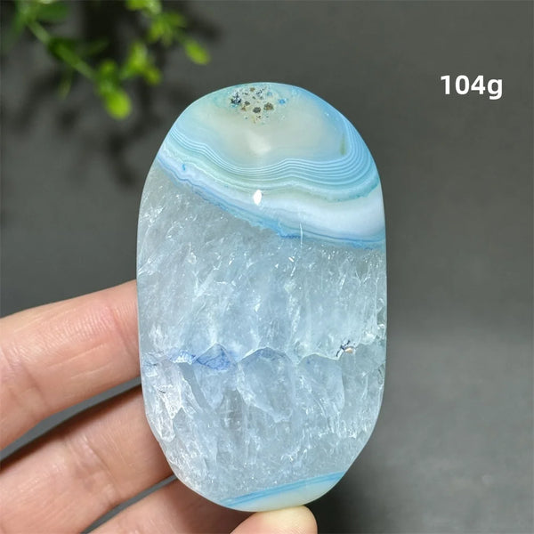 Blue Agate Palm Stone-ToShay.org