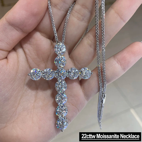 Silver Diamond Cross Pendant-ToShay.org