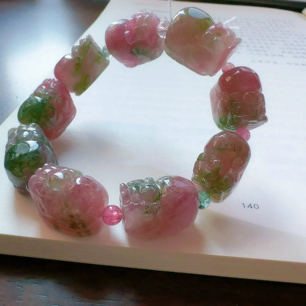 Pink Tourmaline Pi Xiu Bracelet-ToShay.org