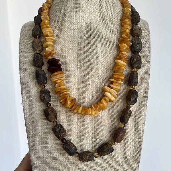 Yellow Amber Bead Necklace-ToShay.org