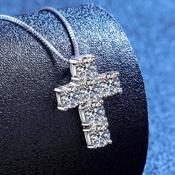 Silver Diamond Cross Necklace-ToShay.org