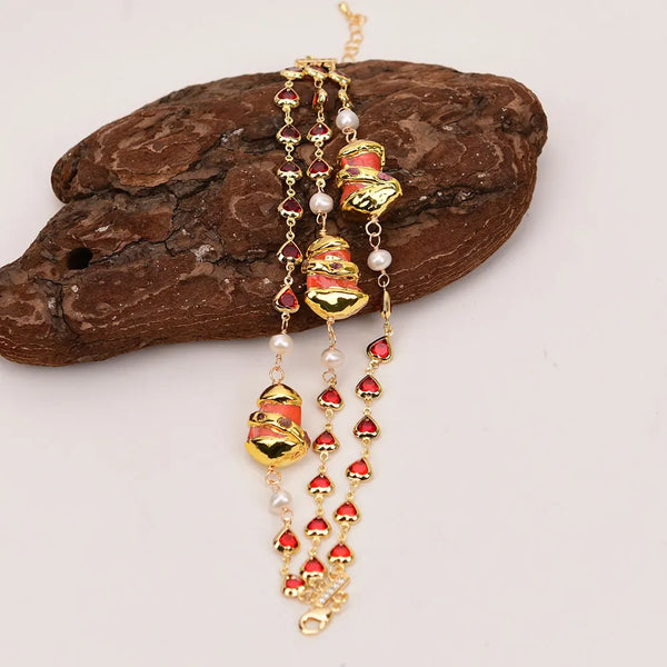 Orange Coral Pearl Bracelet-ToShay.org