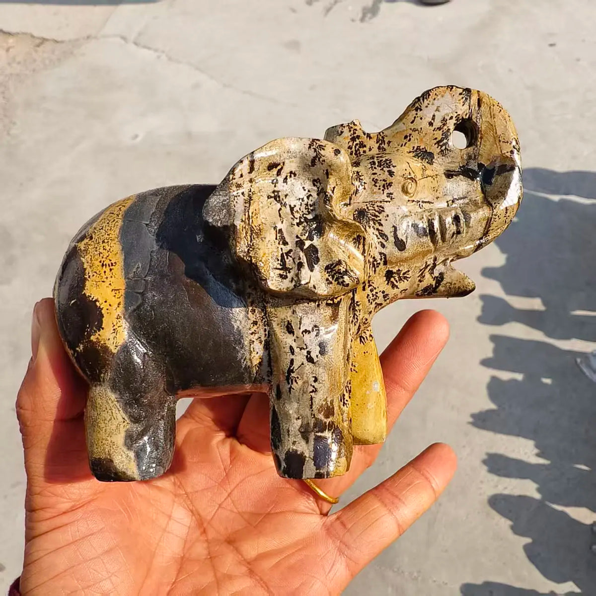 Yellow Painting Stone Elephants-ToShay.org