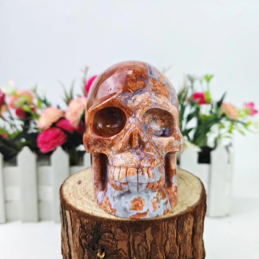 Red Petal Agate Skull-ToShay.org