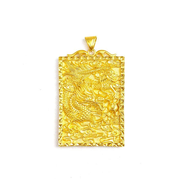 Gold Dragon Plaque Pendant-ToShay.org
