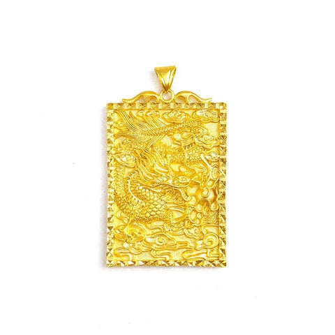 Gold Dragon Plaque Pendant-ToShay.org