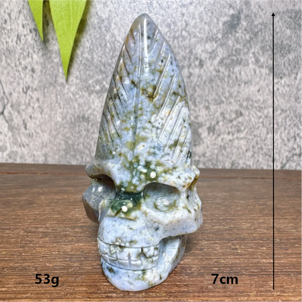 Ocean Jasper Feather Skull-ToShay.org