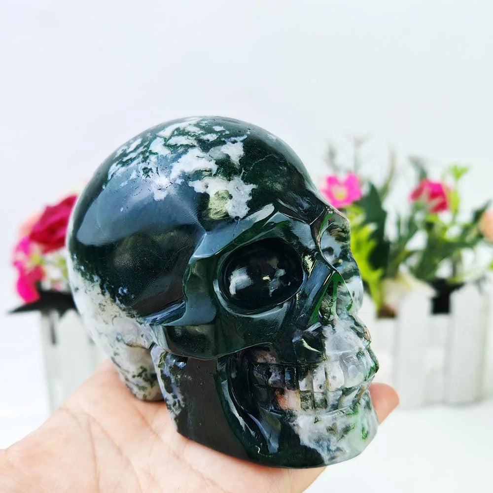 Green Moss Agate Skull-ToShay.org