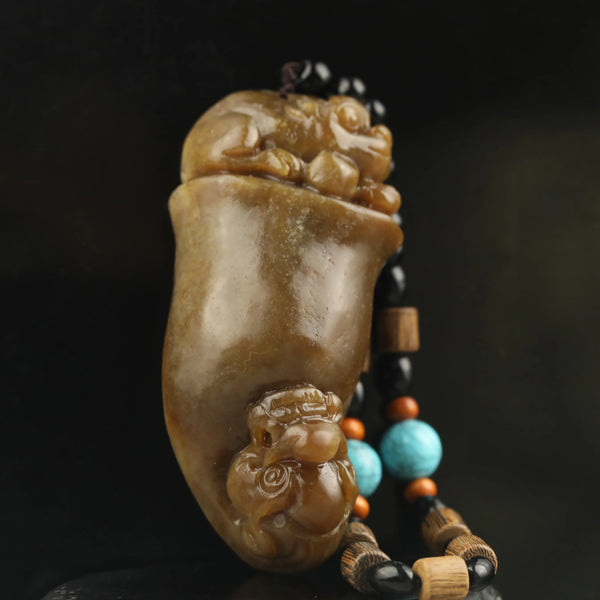 Yellow Jade Dragon Pendant-ToShay.org