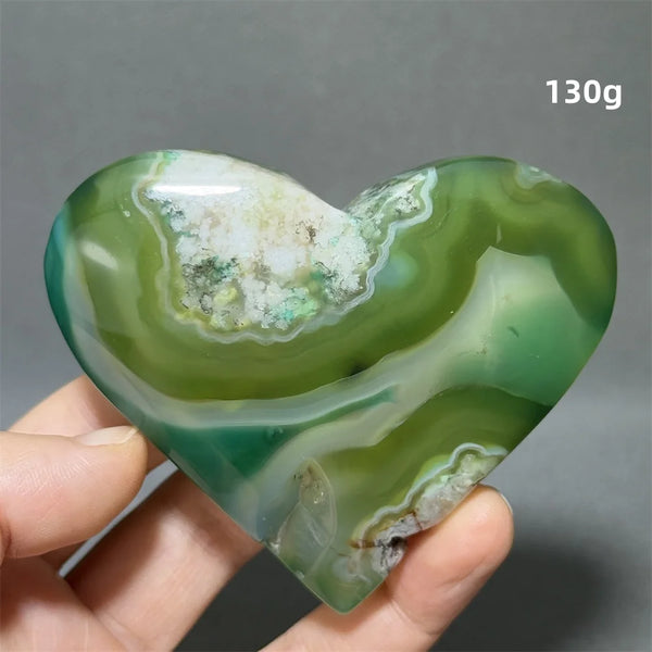 Green Sakura Agate Heart-ToShay.org