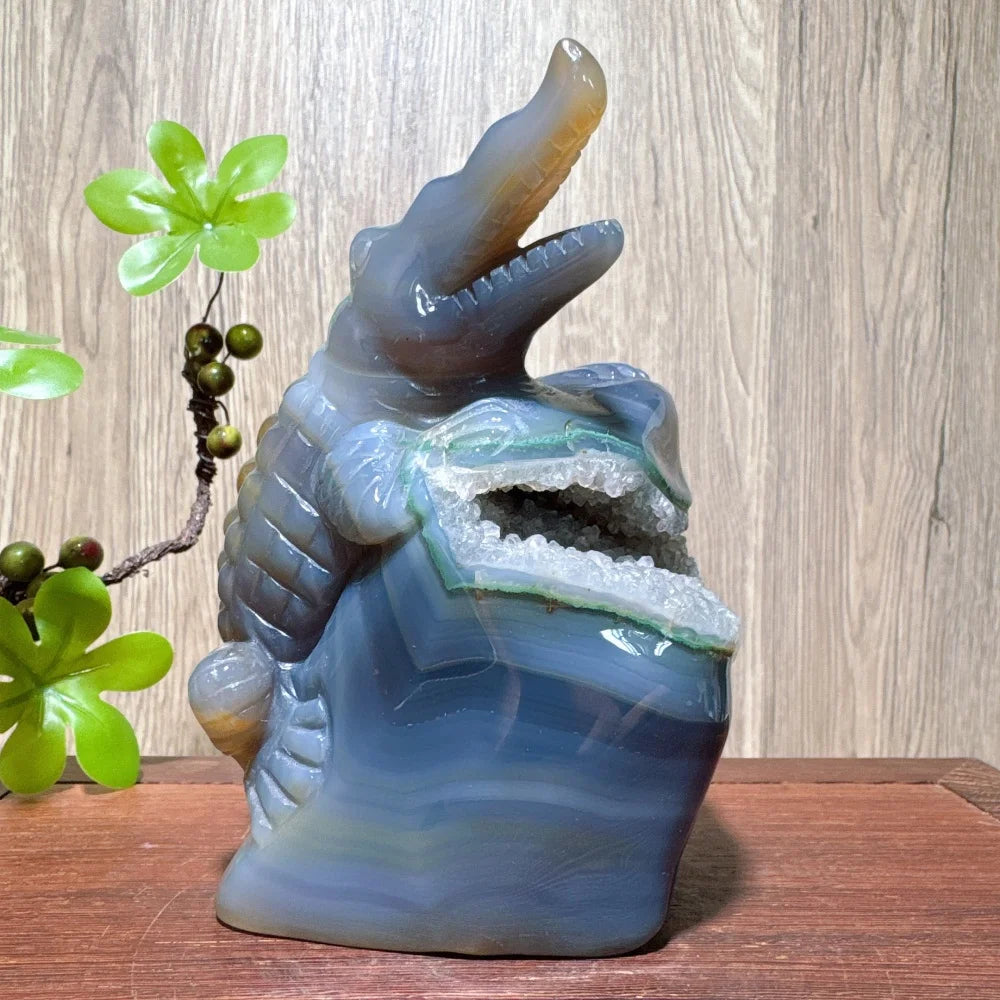 Blue Agate Geode Crocodile-ToShay.org