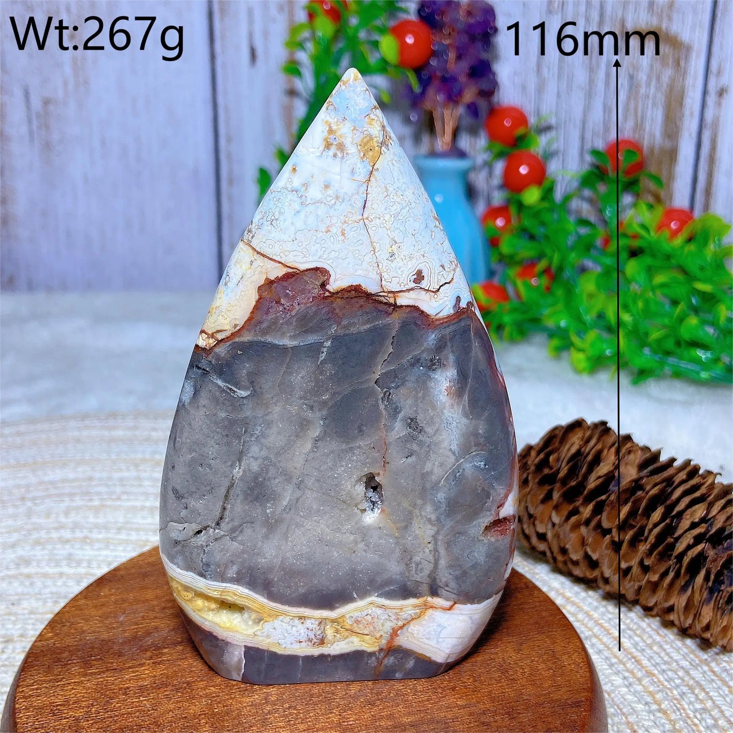 Red White Agate Druzy Flame-ToShay.org