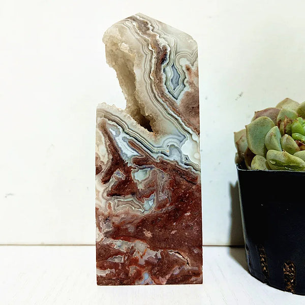 Red Lace Agate Crystal Tower-ToShay.org