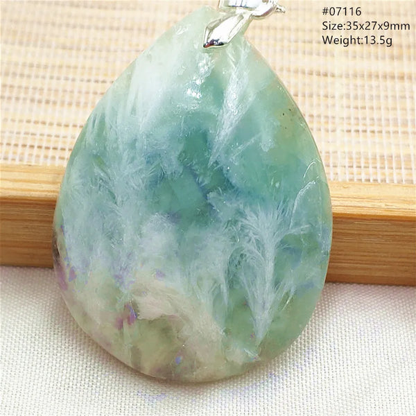 Green Feather Fluorite Pendant-ToShay.org
