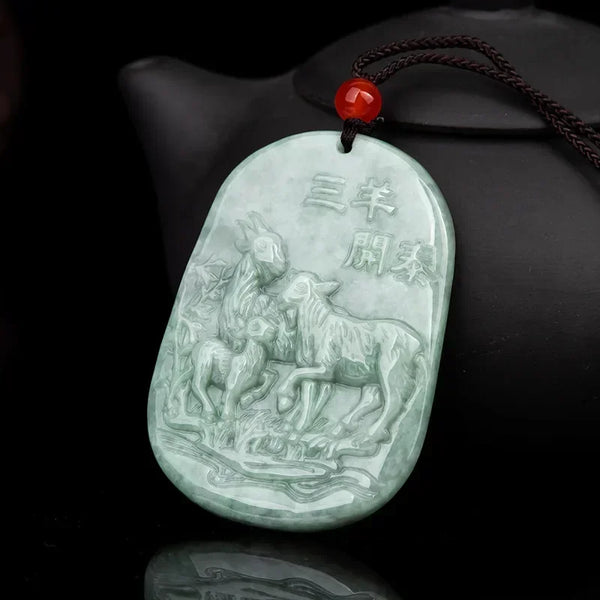Green Jade Lamb Pendant-ToShay.org