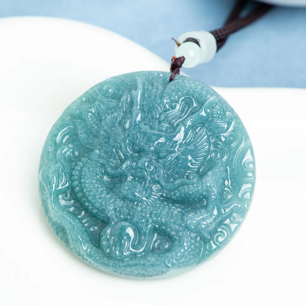 Blue Jade Dragon Pendant-ToShay.org