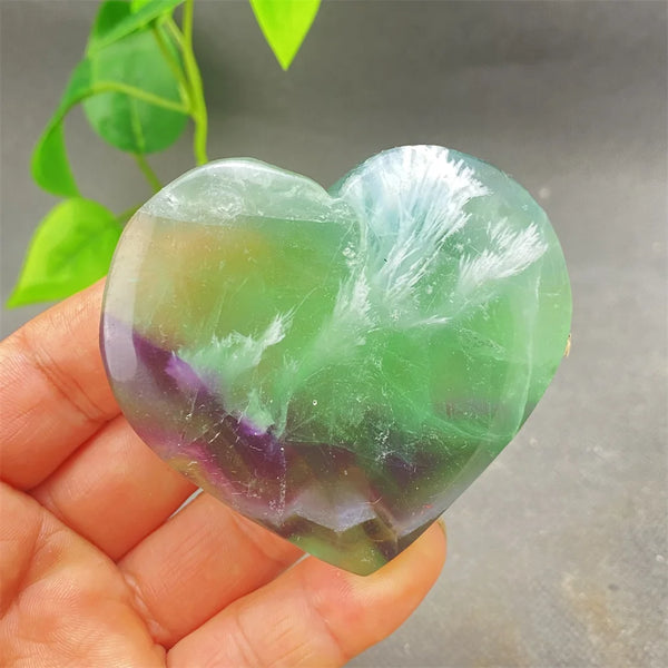 Green Feather Fluorite Heart-ToShay.org