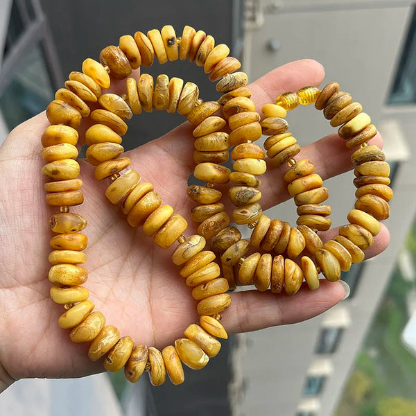 Yellow Amber Bead Necklace-ToShay.org