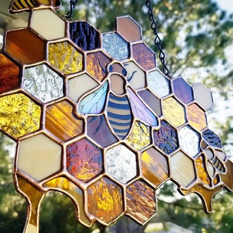 Honeycomb Bee Mosaic Pendant-ToShay.org