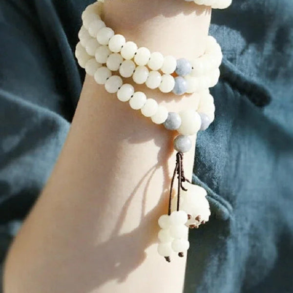 White Bodhi Root Lotus Mala-ToShay.org