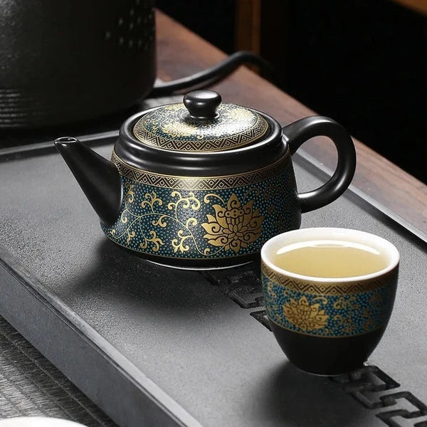 Black Gold Glaze Ceramic Tea Pot-ToShay.org