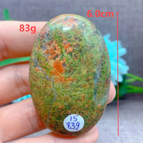 Green Unakite Palm Stone-ToShay.org
