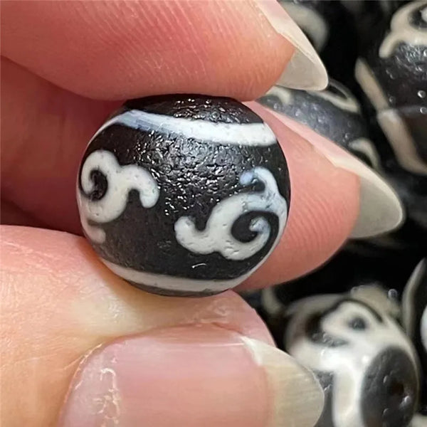 Black Agate Dzi Bead-ToShay.org