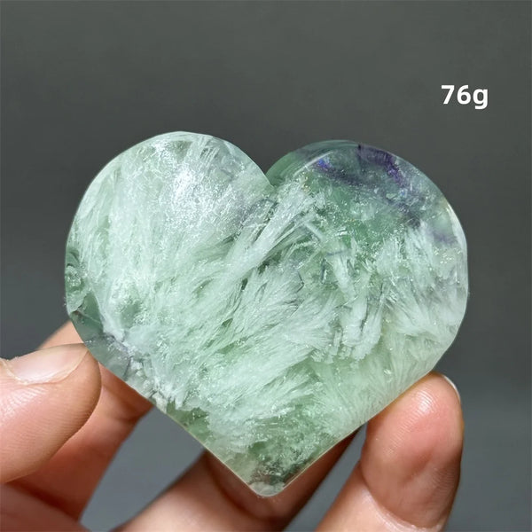Green Feather Fluorite Heart-ToShay.org